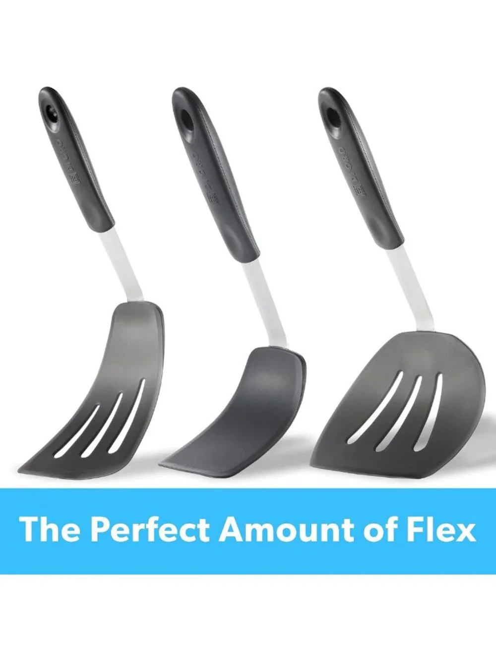 Heat Resistant Silicone Turner Spatula Set - 3-Piece Kitchen Utensils, 600°F